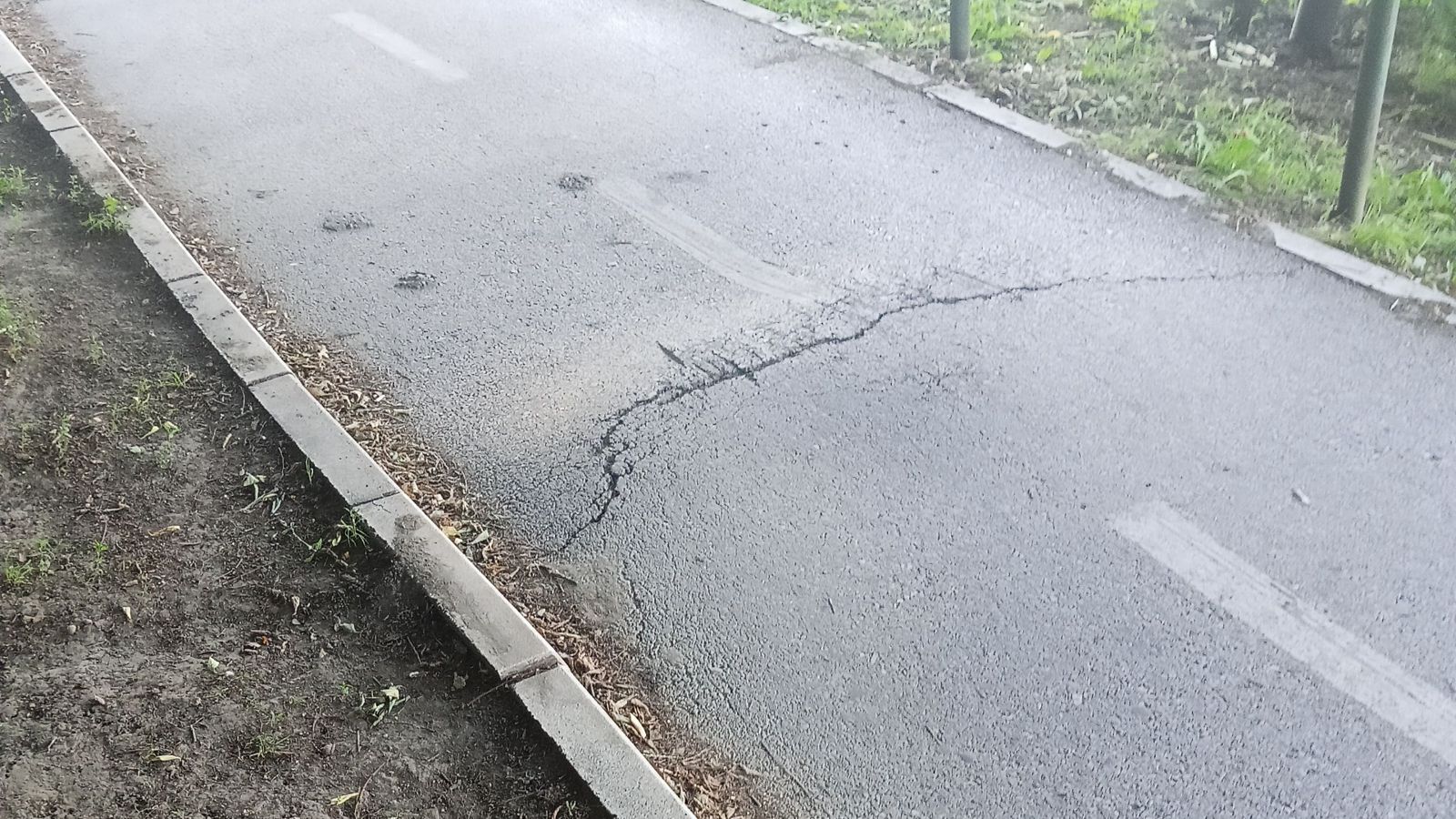 Oštećenje bic. staze na uglu Bul. oslobođenja i Futoške ulice