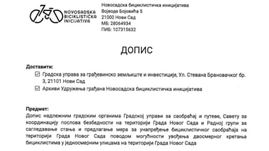 Dopis UGZI za uvođenje dvosmernog kretanja biciklista