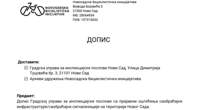 Prijava neusklađene saob. signalizacije - Kej žrtava racije 2