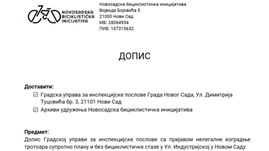 Prijava nelegalne izgradnje trotoara suprotno planu i bez bic. staze